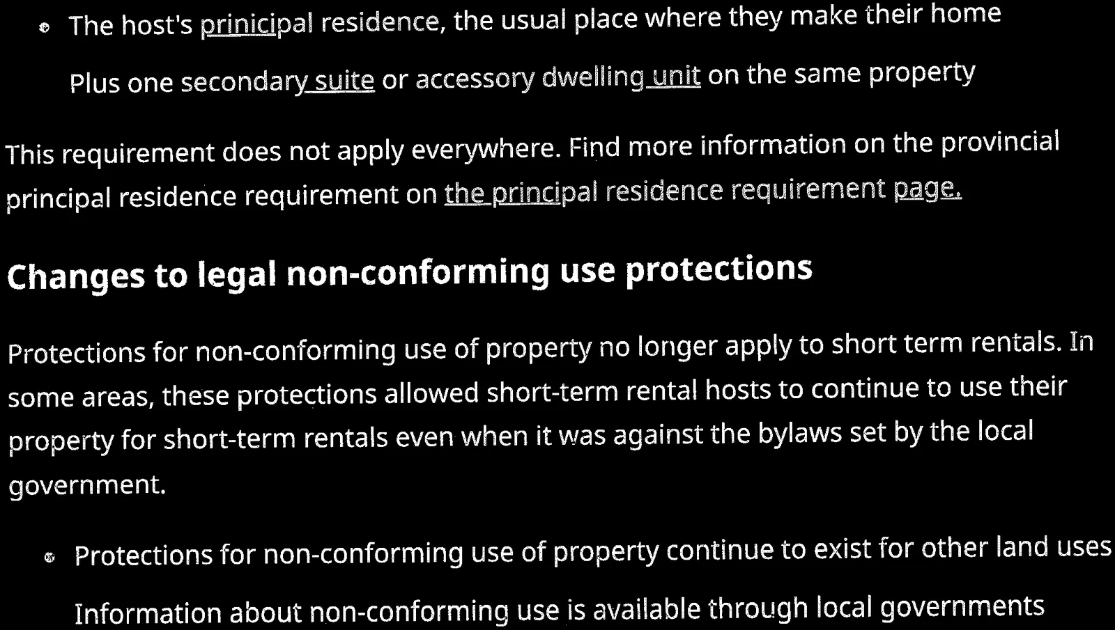 Text on non-conforming use