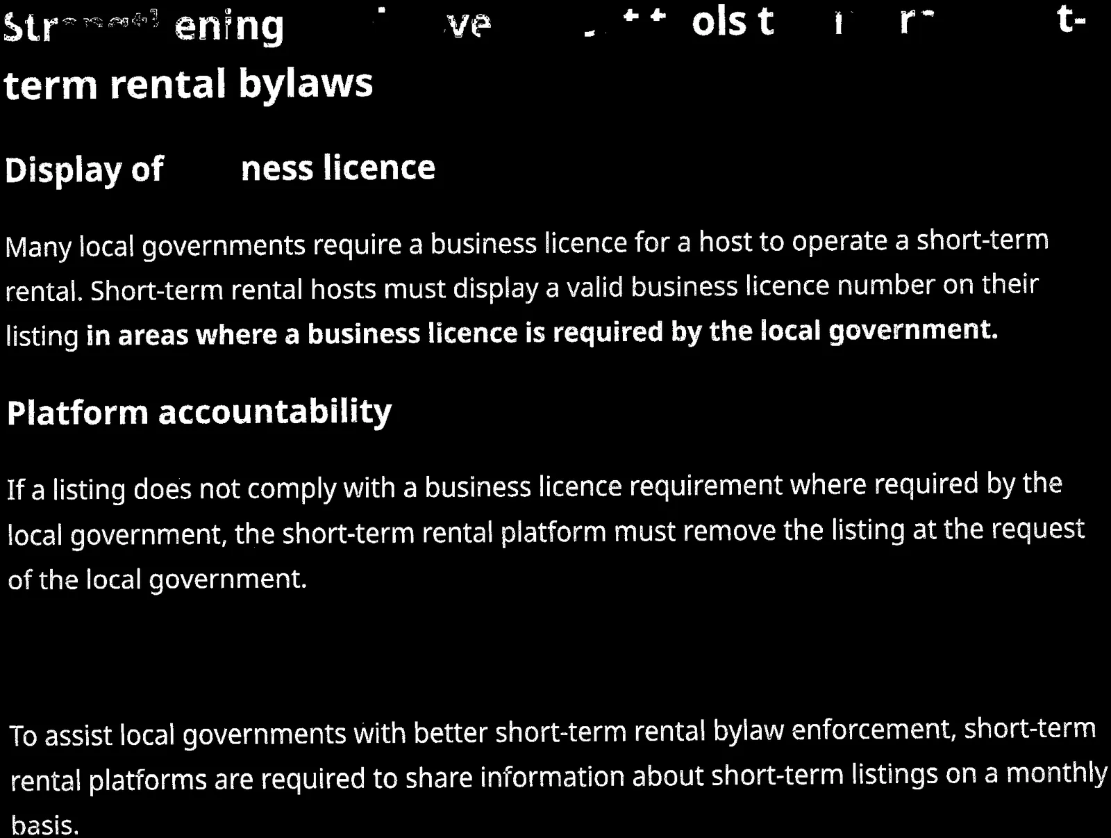 Text on business licence and platform accountability