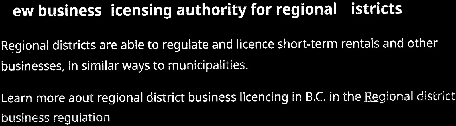 Text regarding regional districts