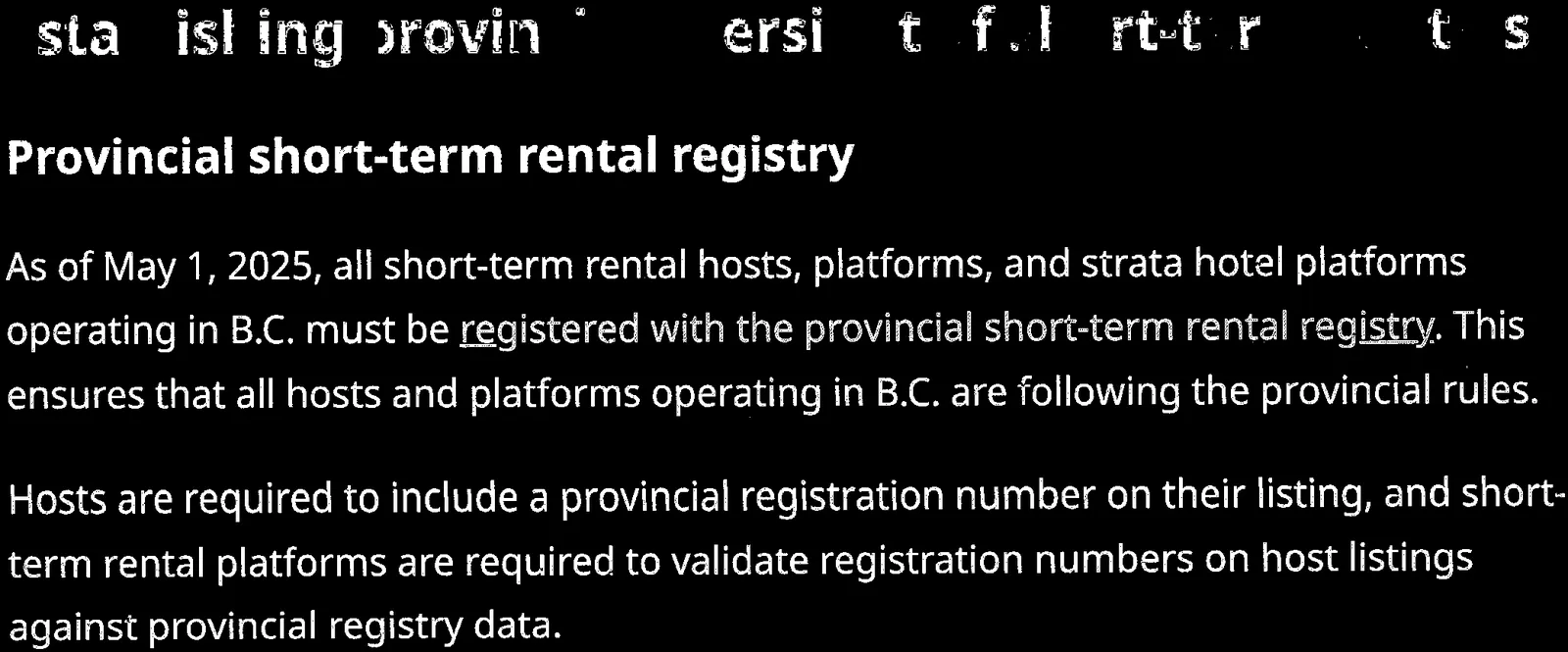 Registry requirements and start date