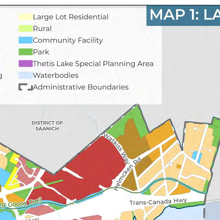 Map 1: Land Use - Inset map of Thetis Lake North.