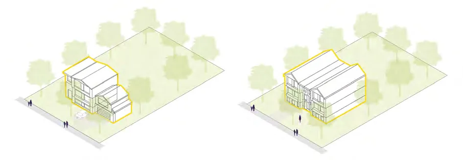 Photo of a 2.5-storey single detached dwelling with a separate secondary suite entrance.