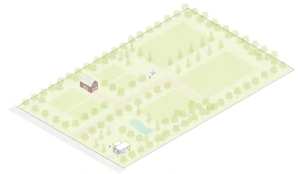 Diagram providing an example of building massing for a 2-storey community facility, such as a community centre.