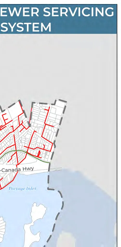 Map 9: Sewer Servicing System - West side.