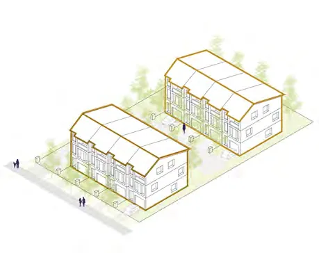 Evening rendering of 10-storey hospital-adjacent medical and residential building