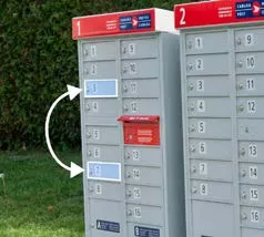 Diagram showing a mailbox location change from a higher to lower compartment
