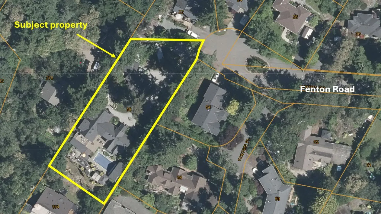 Aerial property location map showing subject property and surrounding Fenton Road area