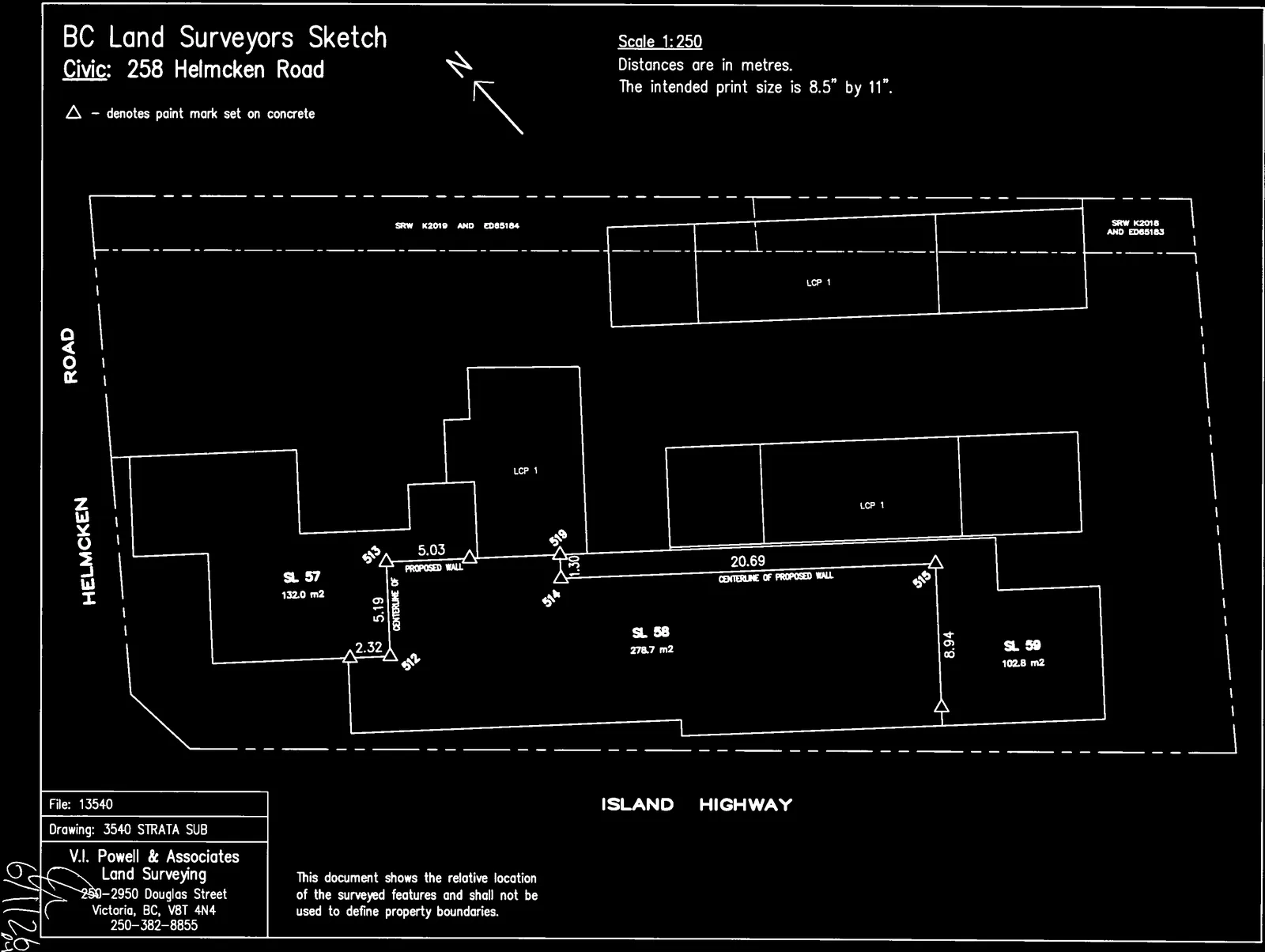 High-contrast inverted version of the Land Surveyors Sketch map.
