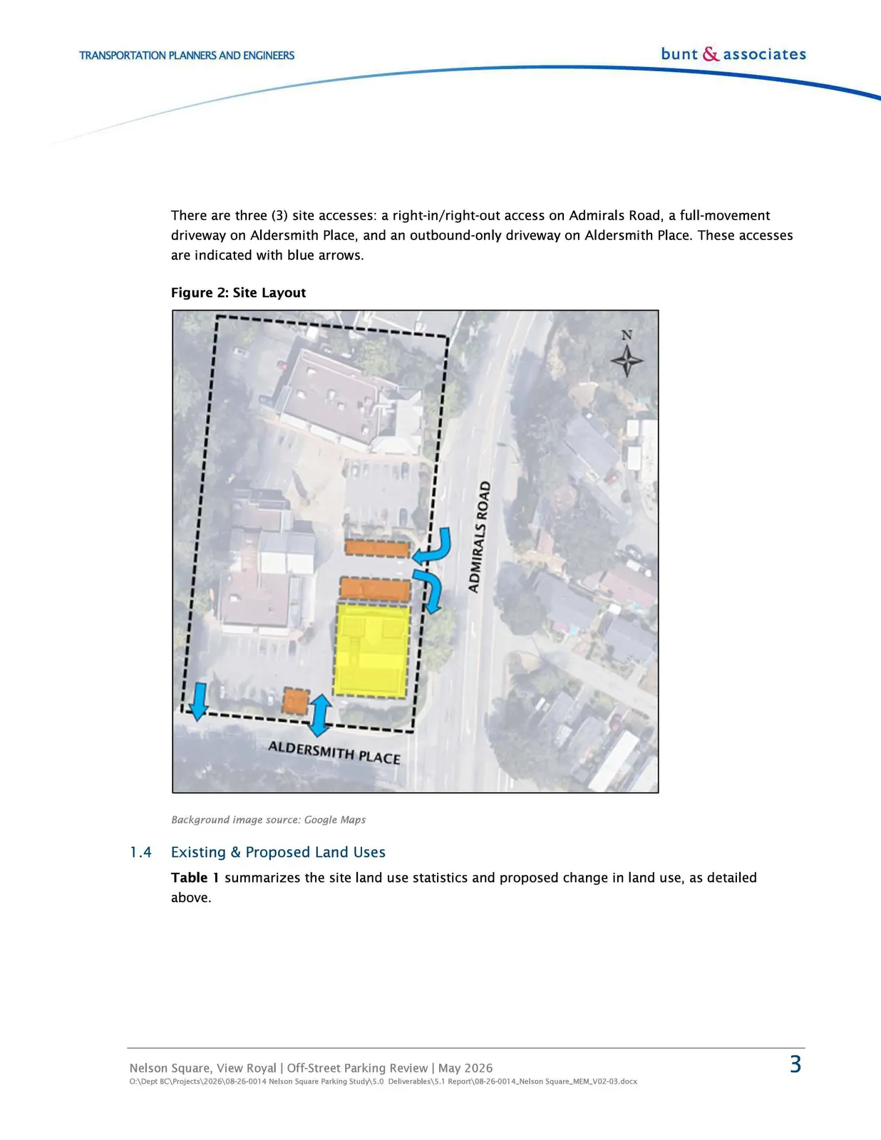 Figure 2: Site Layout aerial view highlighting the Scotiabank building, customer parking zones, and site access points