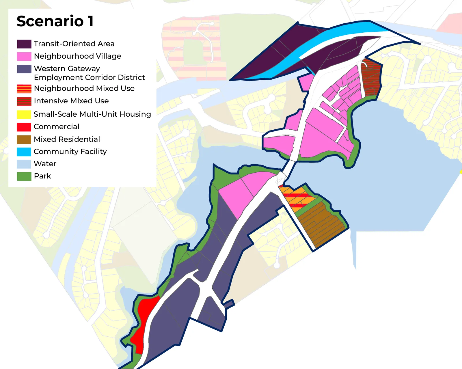 Map of Western Gateway Corridor Land Use Scenario 1 - High Growth