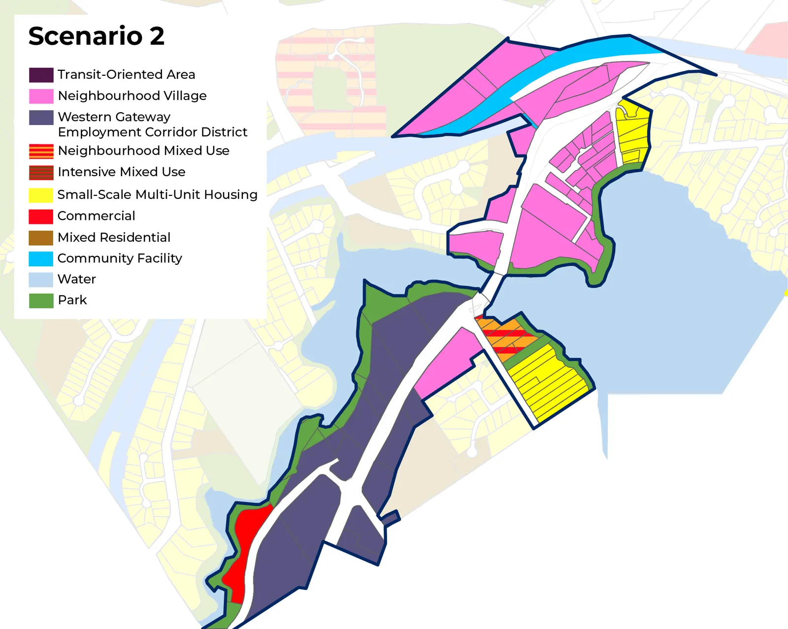 Map of Western Gateway Corridor Land Use Scenario 2 - Medium Growth