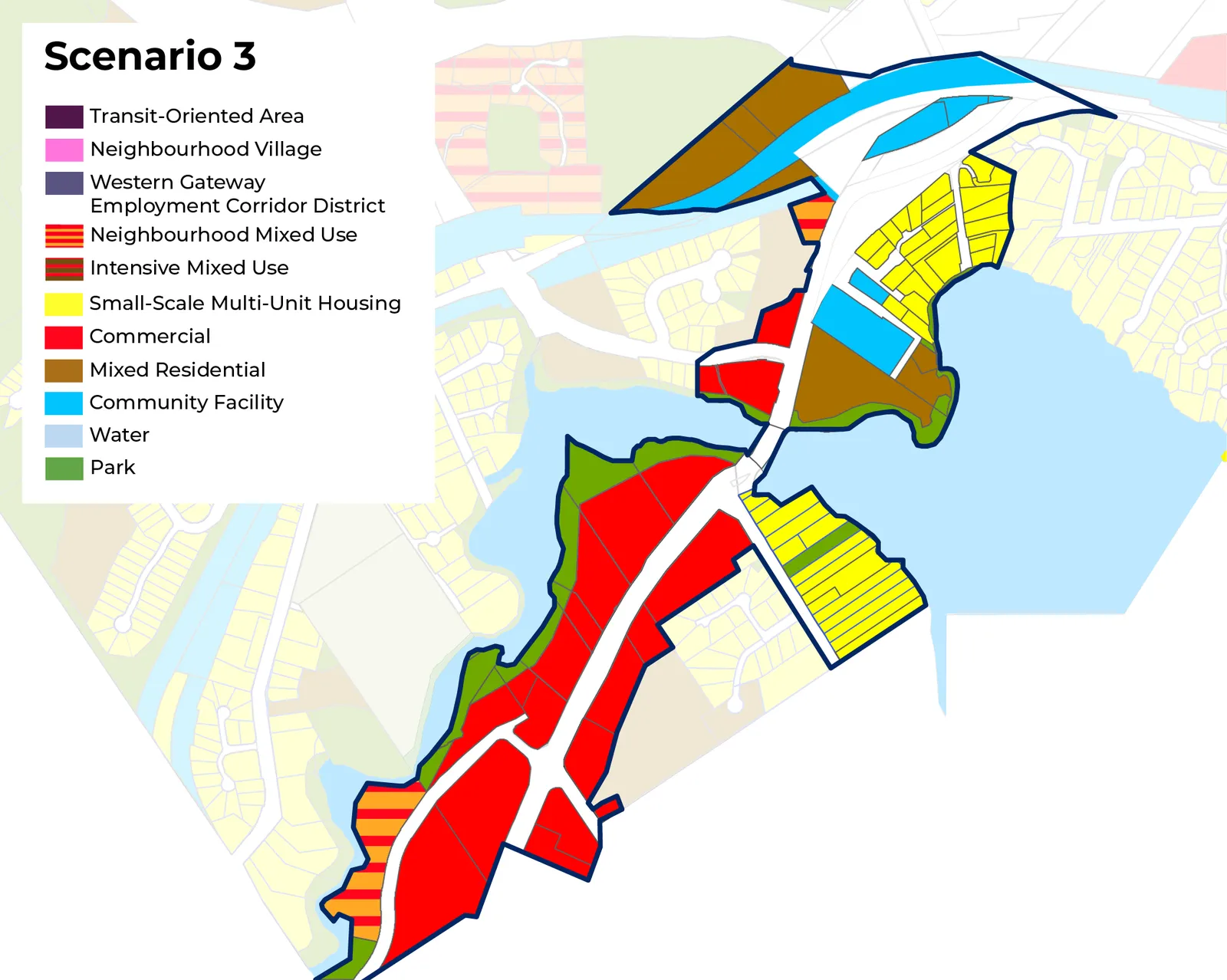 Map of Western Gateway Corridor Land Use Scenario 3 - Low Growth (2011 OCP)