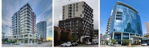 Examples of high-density transit-oriented developments and office buildings
