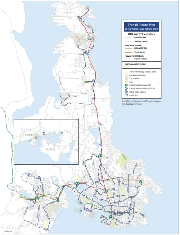 Map of the Victoria Regional Corridor Strategy 2024 showing the 25-Year Transit Future Network (2050)