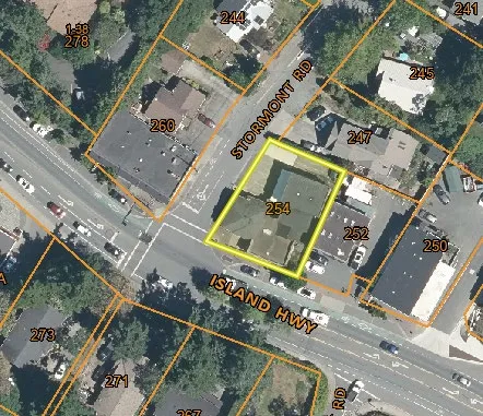 Aerial photo of subject property 254 Island Highway