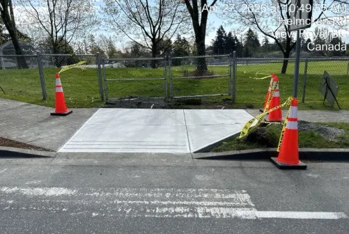 New sidewalk panel replacement at Helmcken Road and Vickery Road