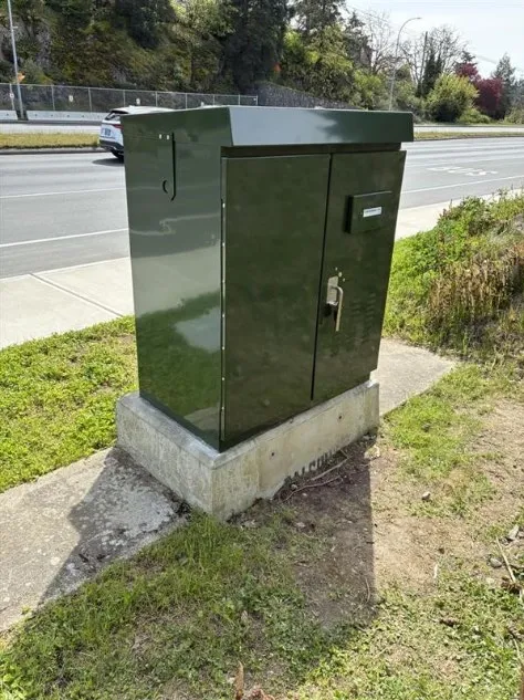 New traffic signal controller at Island Highway and Burnside Road West