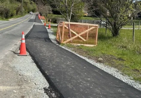 Paving works on the Atkins Road Sidewalk Improvement project