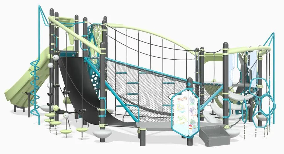 Perspective rendering of the complete Smart Play Volo playground structure