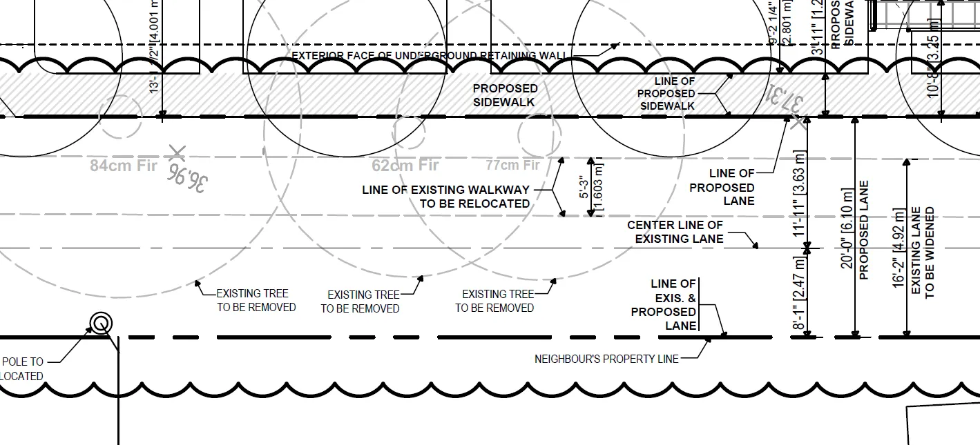 Aerial map highlighting the existing vehicular access point from Island Highway to the subject property.