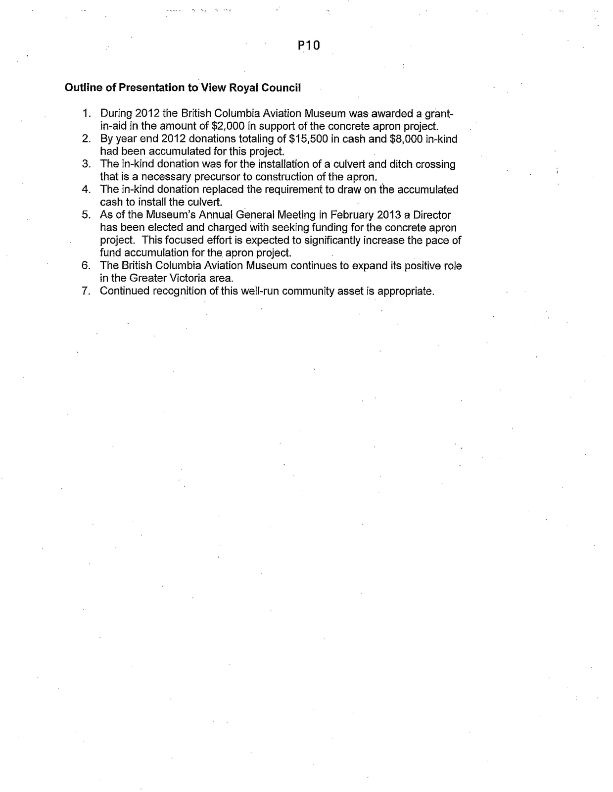 Outline of Presentation to View Royal Council document