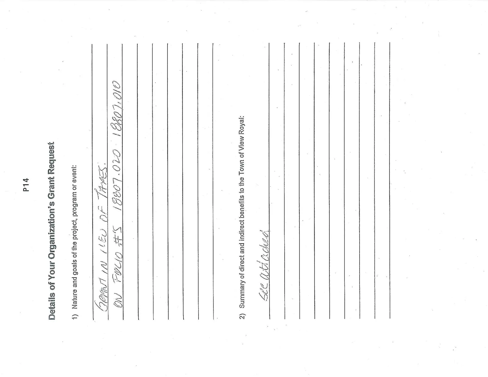 Details of Your Organization's Grant Request form details