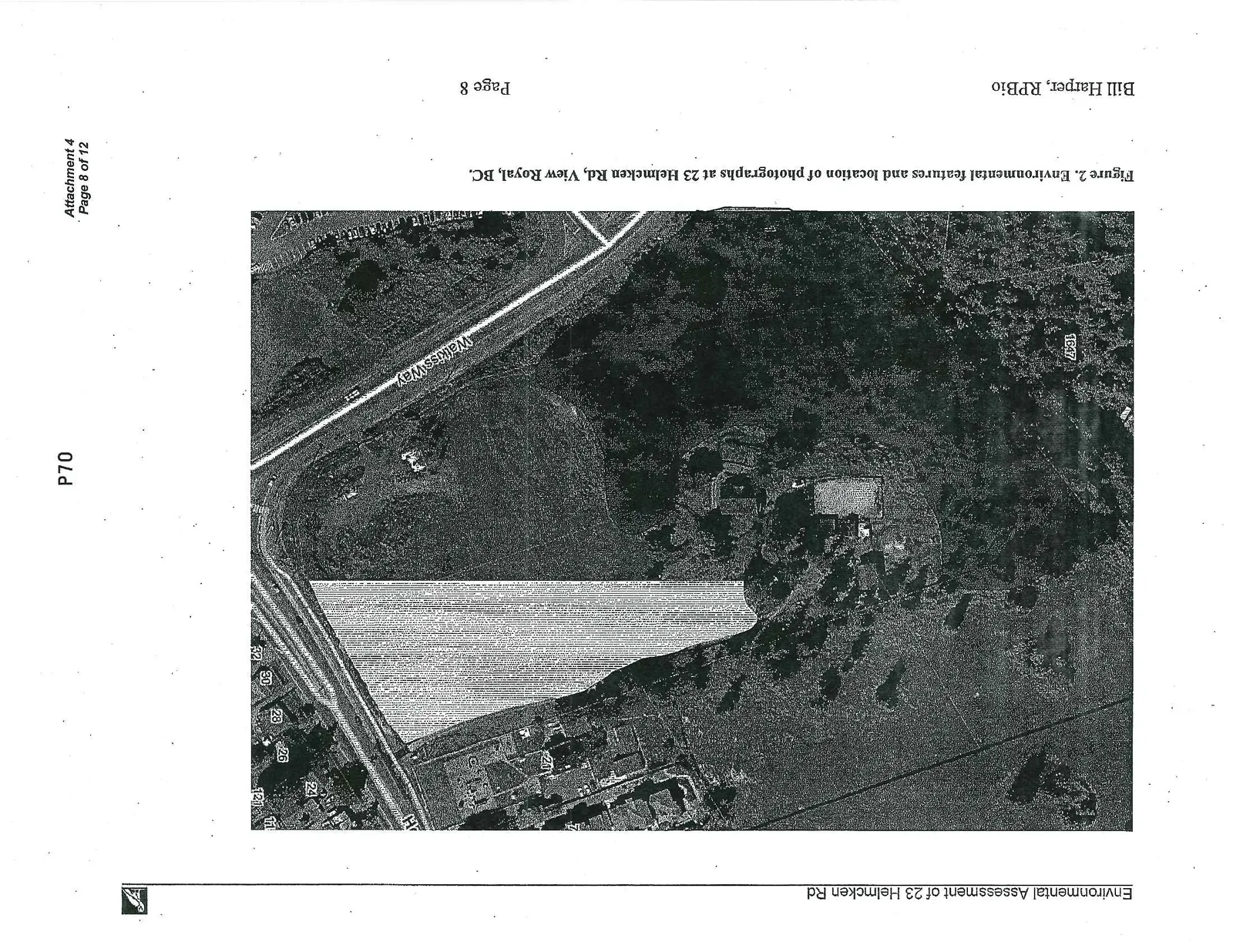 Figure 2. Environmental features and location of photographs at 23 Helmcken Rd, View Royal, BC.