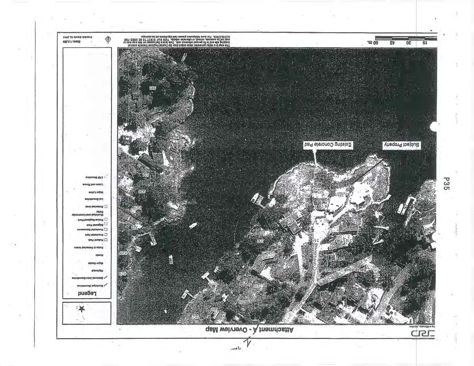 Aerial overview map of the subject property located on the coastline, showing an "Existing Concrete Pad" and surrounding roads including Bessborough Road and Bessborough Close.
