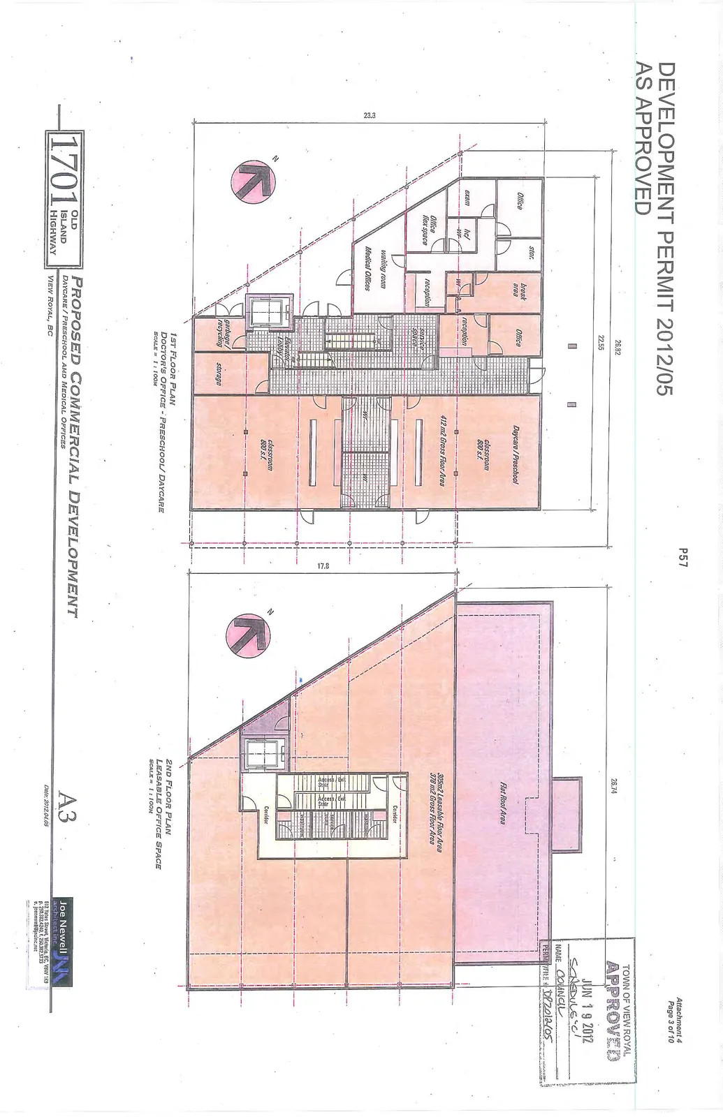 Detailed floor plan for the first floor showing layout for medical offices, reception, waiting rooms, and classroom spaces for the daycare