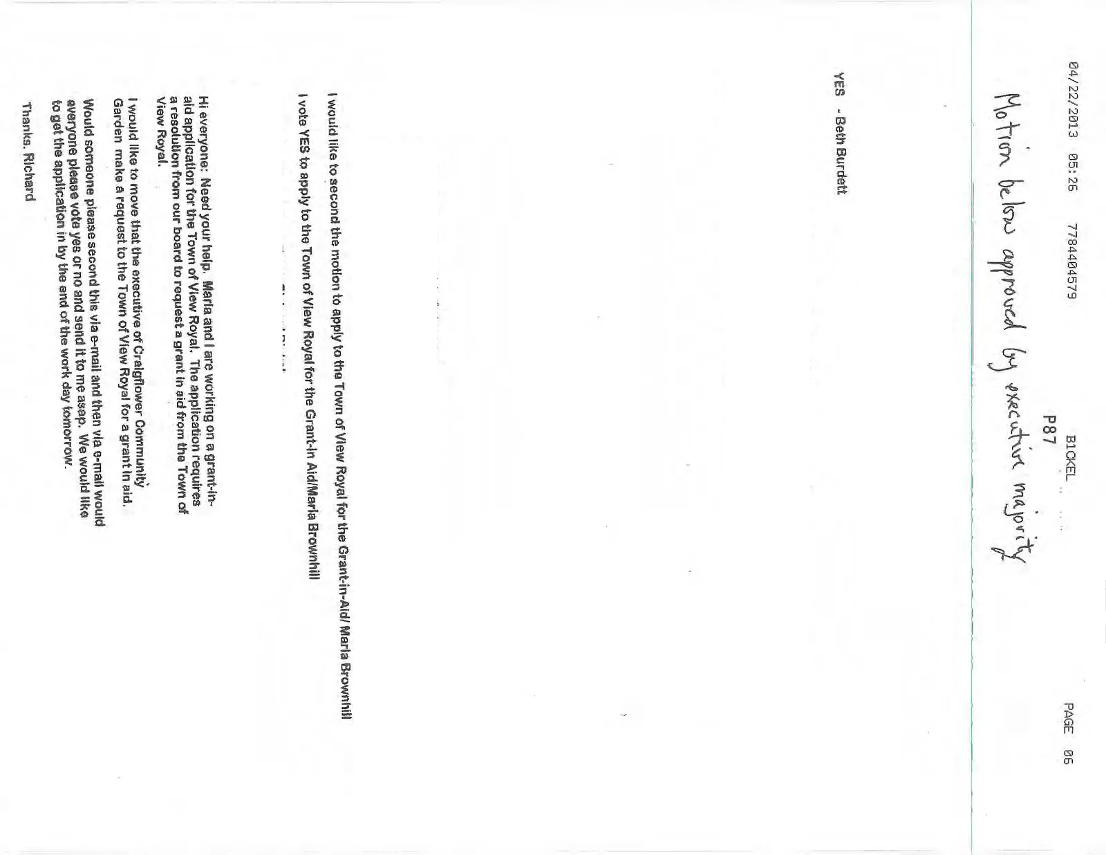 Documentation of Resolution Approval