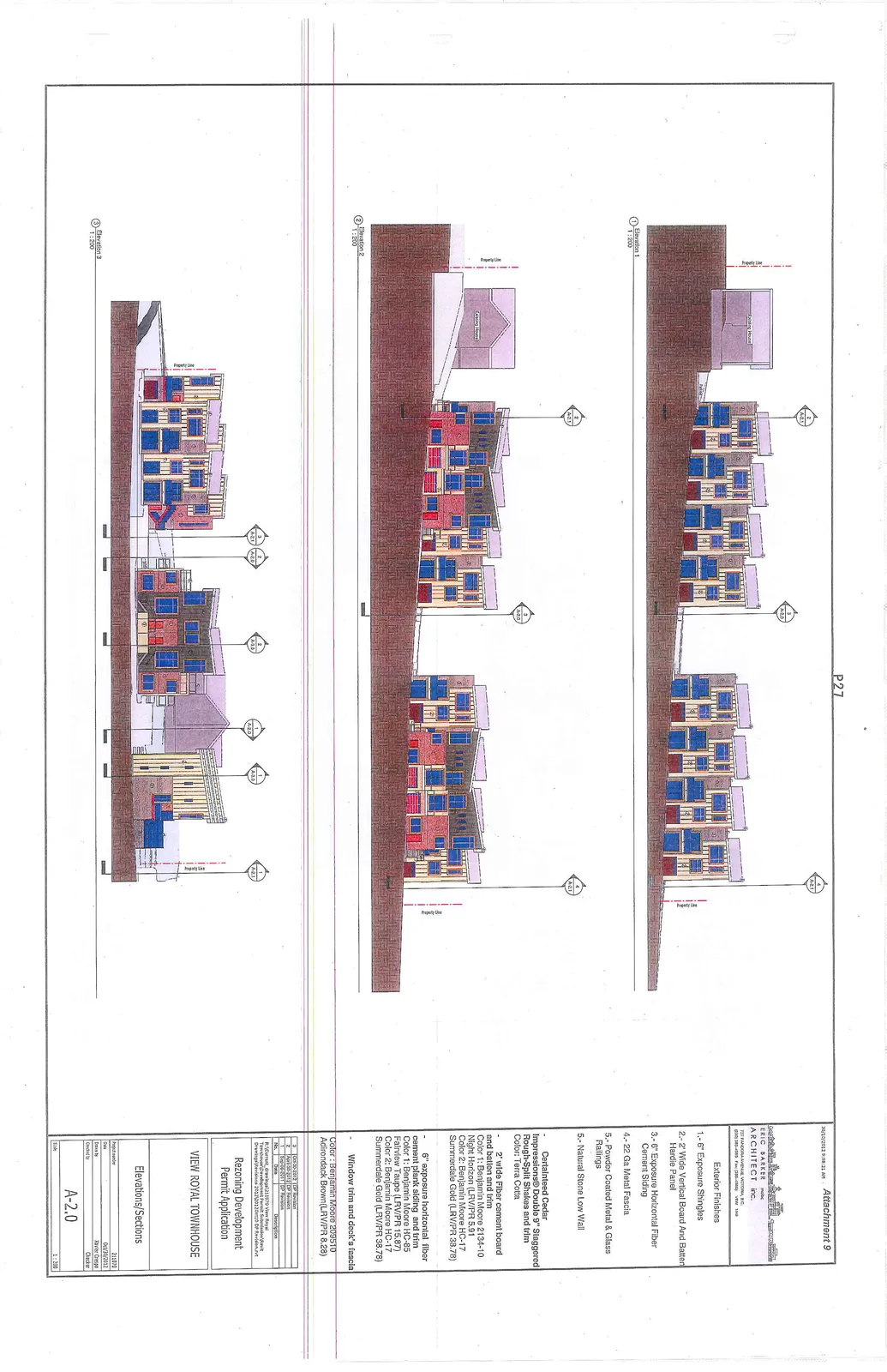 Architectural elevation drawing "Elevation 1" at 1:200 scale