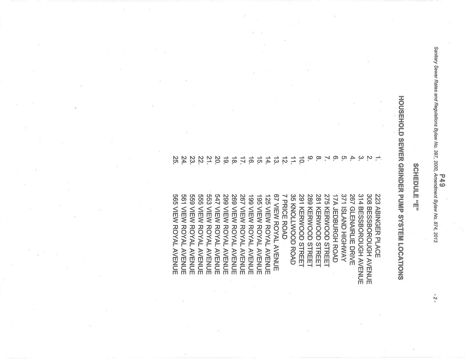 List of Household Sewer Grinder Pump System Locations