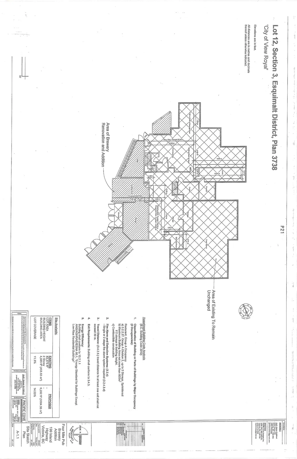 Site Sketch Plan showing the brewery addition and renovation areas in relation to existing structures