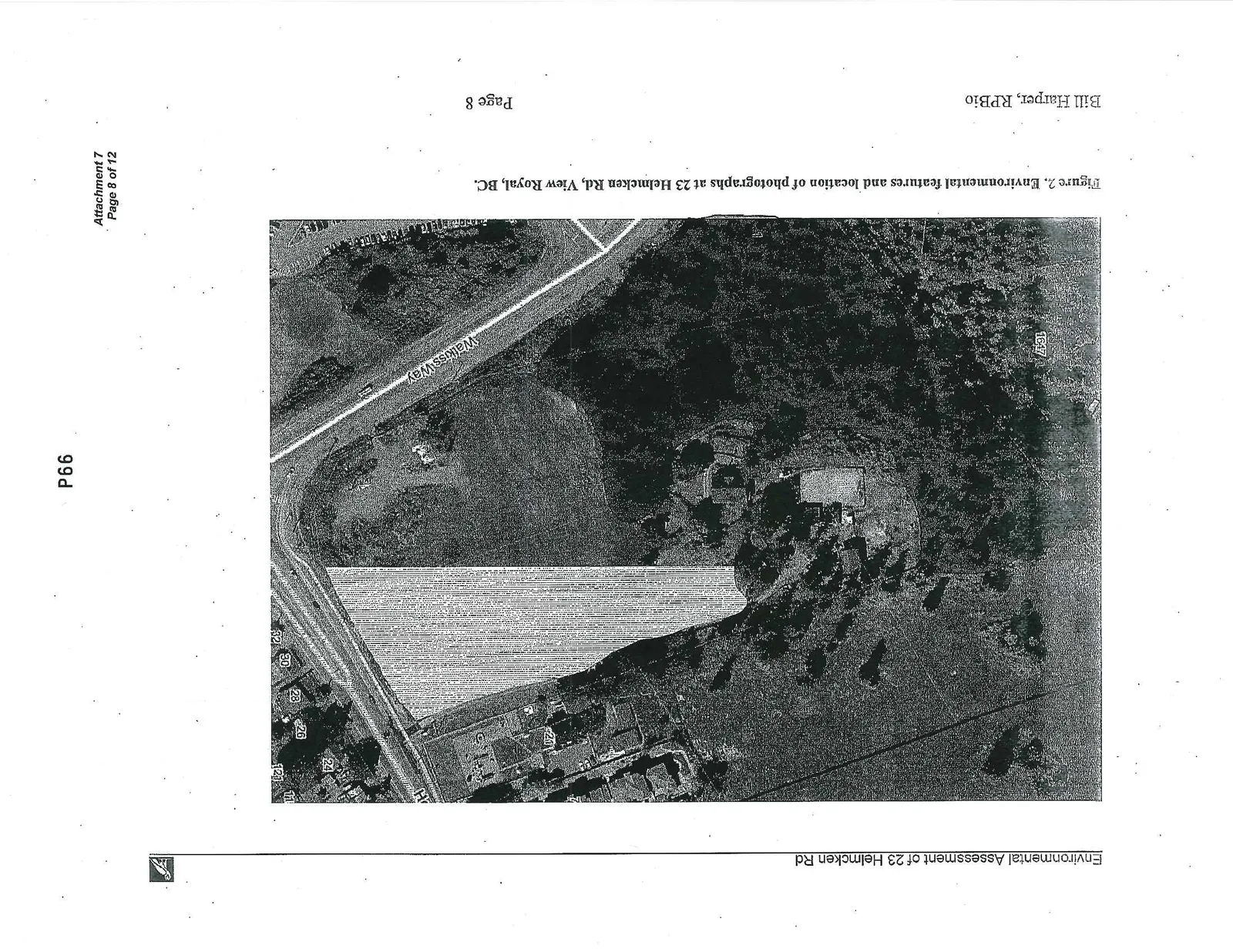 Figure 2. Environmental features and location of photographs at 23 Helmcken Rd, View Royal, BC.
