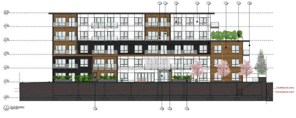 Front elevation rendering of the proposed building - Option 2