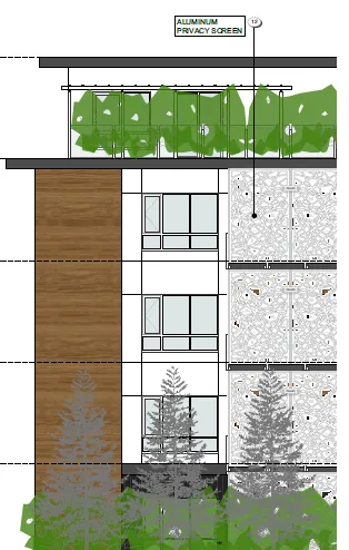 Architectural detail drawing of an aluminum privacy screen