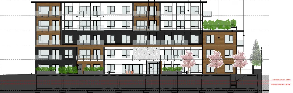 Architectural rendering of the proposed multi-family residential building at 10 Erskine Lane