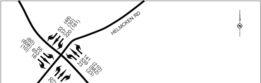 2021 Post Development volume diagram for Helmcken Road intersection