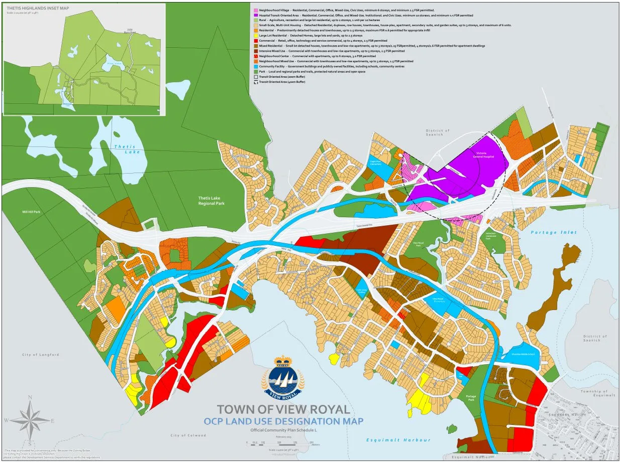 Previous Town of View Royal OCP Land Use Designation Map