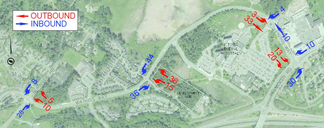 Map showing AM trip assignment for the site