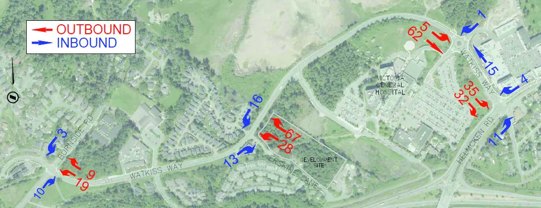 Map showing PM trip assignment for the site