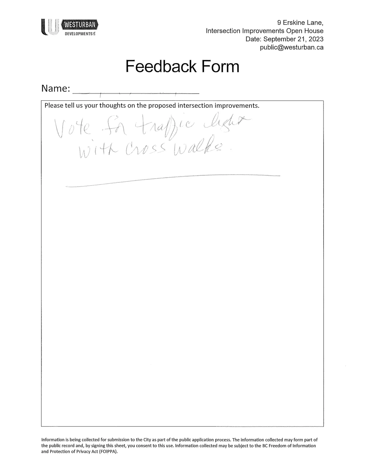Feedback form voting for traffic light and crosswalks