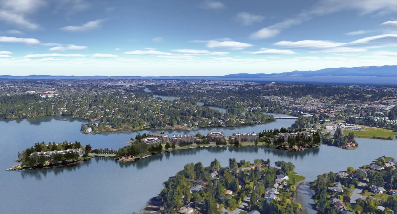 Aerial rendering of the redeveloped peninsula