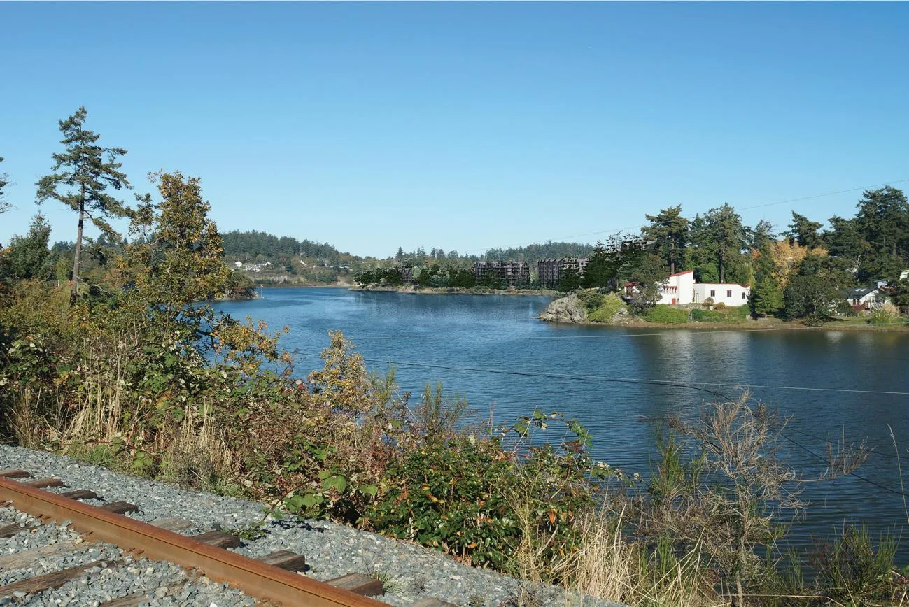 View from E&N Rail Trail rendering