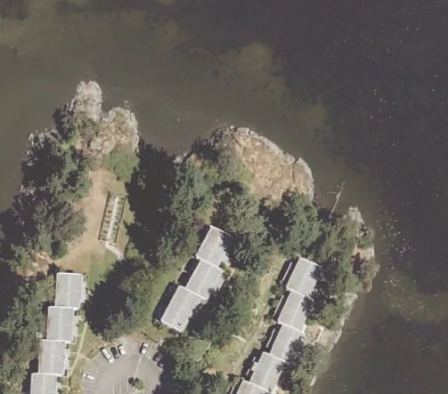Aerial view crop of residential buildings