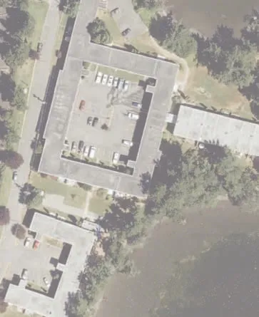 Aerial view crop of residential buildings