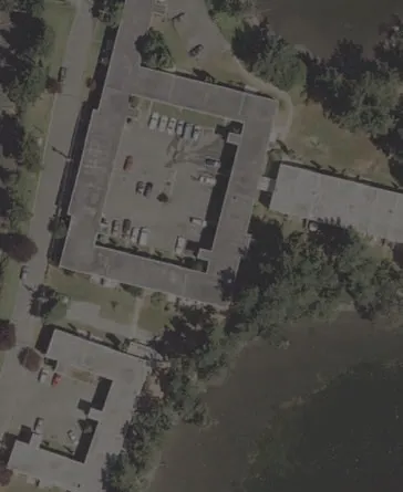 Aerial view crop of residential buildings