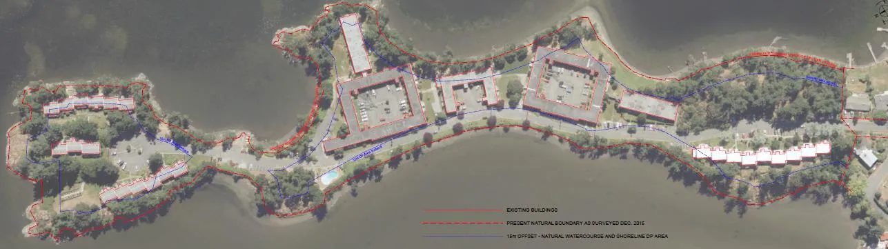 Aerial photograph showing existing buildings and site boundaries.