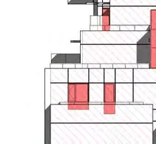 Architectural drawing of the South Elevation with material callouts