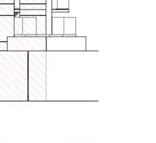 Architectural drawing of the West Elevation showing building levels and property lines